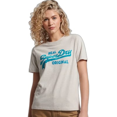 Superdry - Vintage Logo T-shirt van biologisch katoen met kraag en tekst - Dames - T-shirts