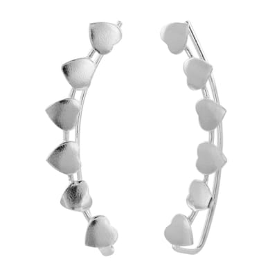WeLoveSilver - zilveren ear climber - hartjes - 925 zilver