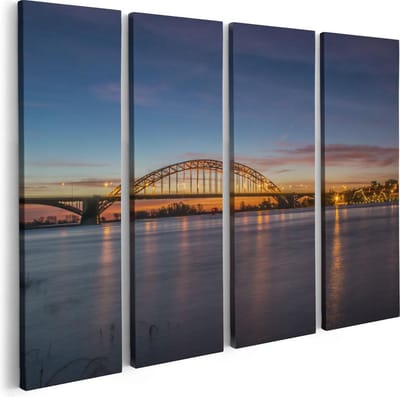 Artaza Canvas Schilderij Vierluik Waalbrug in Nijmegen  - 80x60 - Foto Op Canvas - Canvas Print