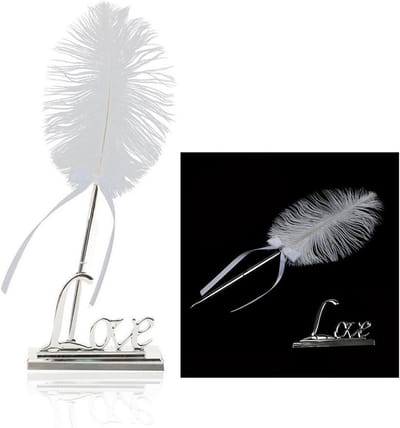 Elegante Veerpen met Houder voor Gastenboek en Bruiloft Decoratie