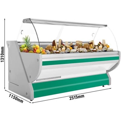 GGM Gastro Kühl-/ Fleischtheke - 2500mm - Grün - mit Fleischlicht & beleuchteter Frontblende