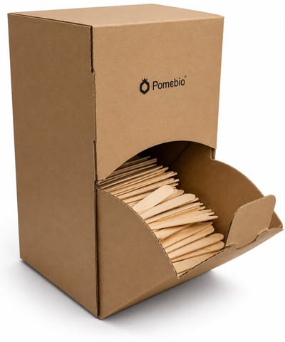 Pomebio houten frietvork - 2000 stuks - 85mm - snackvork in dispenserbox