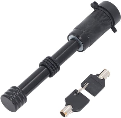 Dailygoods- Trekhaakvergrendeling met Drukvergrendeling - Aanhangwagenkoppelingsslot - Trekhaakpenvergrendeling - Zinklegering - Totale Lengte 189 mm - Inclusief 2 Sleutels - Aanhangwagenlock