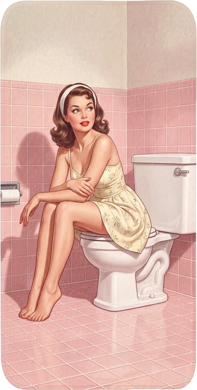 WC mat 60x120 cm - Antislip - Roze - Retro - Vrouw - Toiletmat - Vloermat - Douchemat - Toilet tapijt - Toiletmatten