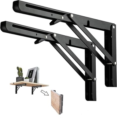 Inklapbare wandhouder 300 mm roestvrij staal - 2 stuks, ruimtebesparende houder voor planken en tafels