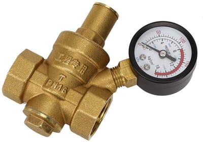Dailygoods- Drukregelaar 16 kg/cm2 - Waterdrukregelaar - Verstelbaar - Messing - Inclusief manometer - Schokbestendig