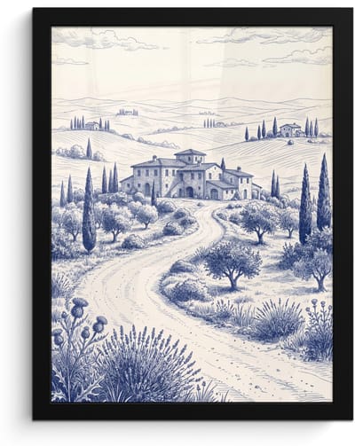 Poster in lijst - Fotolijst 30x40 cm - Posters - Rustiek - Landgoed - Blauw - Posterlijst zwart - Decoratie - Wanddecoratie woonkamer - Muurdecoratie slaapkamer