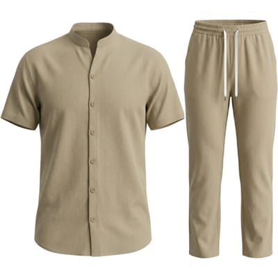 Zomerset Heren - Zomerbroek Heren - Shirt en Lange Broek - Twinsets - C211 - Bruin