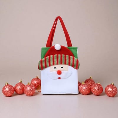 Cadeautasje voor Kerst met Kerstman - Herbruikbaar en feestelijk