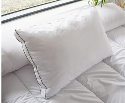 Vente-unique Set van 2 kussengevoelige hoofdkussen in perkaal katoen - 91 draden/cm² - 50 x 70 cm - 700 gr - Wit - AUXENCE