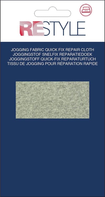 Restyle Snelfix reparatiedoek Jogging 12 x 45 cm opstrijkbaar Licht Grijs
