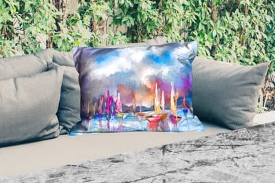 Buitenkussens - Olieverf - Schilderij - Boot - 60x40 cm - Weerbestendig