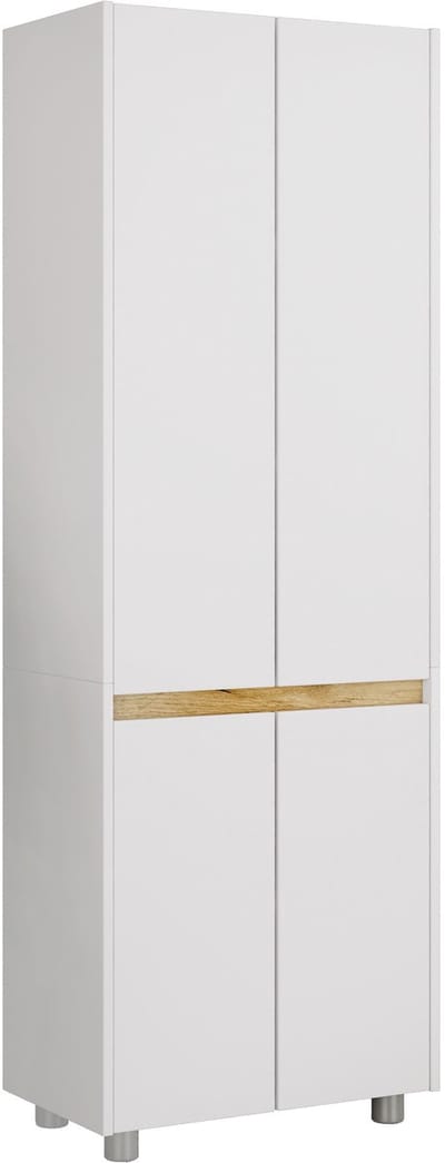 VCM Holz-Badezimmerschrank - Hochschrank mit vier Drehtüren, Maße ca. H. 165 x B. 57 x T. 33 cm, robustes Badmöbel für mehr Stauraum, breite Kommode Cosila