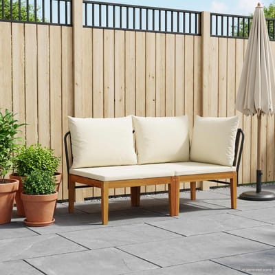 vidaXL - 2 - st - Tuin - Lounge - Set - met - Kussens - Massief - acaciahout - & - touw