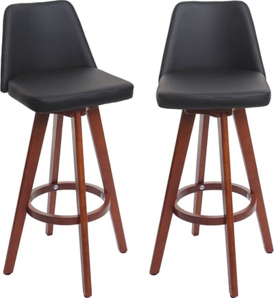 Set van 2 barkrukken MCW-C43, barkruk counter stool, hout imitatieleer draaibaar MVG-gecertificeerd ~ zwart