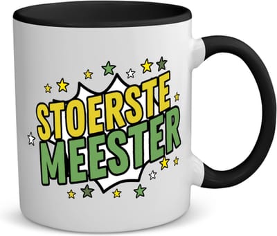 Akyol - stoerste meester koffiemok - theemok - zwart - Meester - beste meester - school - verjaardagscadeau - afscheidscadeau - kado - 350 ML inhoud