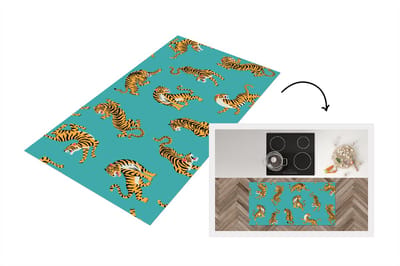Keukenloper - Loper keuken - Tijgers - Patroon - Blauw - 120x60 cm - Keukenloper vinyl