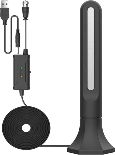 Digitale TV Antenne - HDTV Ontvanger - Gratis Zenders Kijken - 250 Mijl Bereik - 360 Graden Ontvangst - Zwart