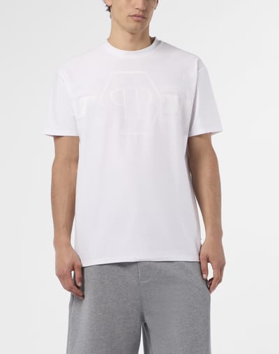 Round Neck T-Shirt Jacquard Hexagon Line