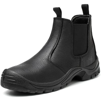 Echt lederen werkschoenen heren zwarte waterdichte veiligheidsschoenen Anti-smash Chelsea veiligheidslaarzen Heren werkschoenen met stalen neus 42 black