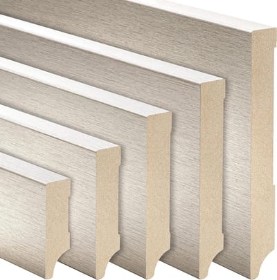 MDF Plint - Vloerlijst - Wandafwerking - Roestvrijstalen look - 100mm Hoog