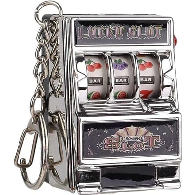 Mini Porte-clés Machine à Sous de Jeu Créatif Arcade de Poche Fruit Chanceux Jackpot Gadget Jouet Antistress Drôle Jeux Porte-clés Anneau