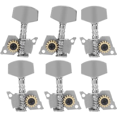 Gitaar Stemknoppen Sleutels Vergrendelbare Stemmechanieken Machine Heads Zilveren Vervangingsonderdelen voor Ukulele 2 Links en 4 Rechts gray
