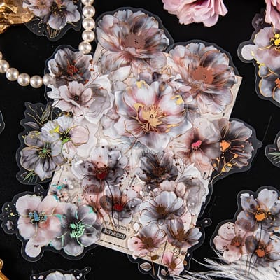 Pak van 20 vellen Vintage Bloem Prachtige Bloem Briefmaterialen voor DIY Decoratie Scrapbooking PET Stickers, Valentijnsdag Romantische Stickers One-size