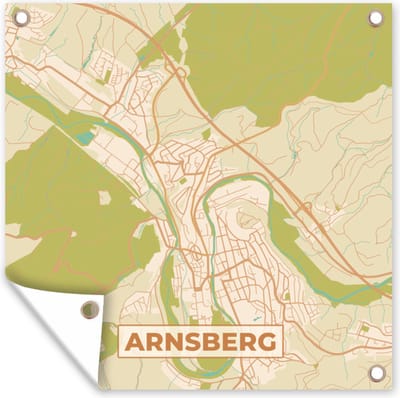 Tuin poster Plattegrond - Arnsberg - Kaart - Vintage - Stadskaart - 200x200 cm - Tuindoek