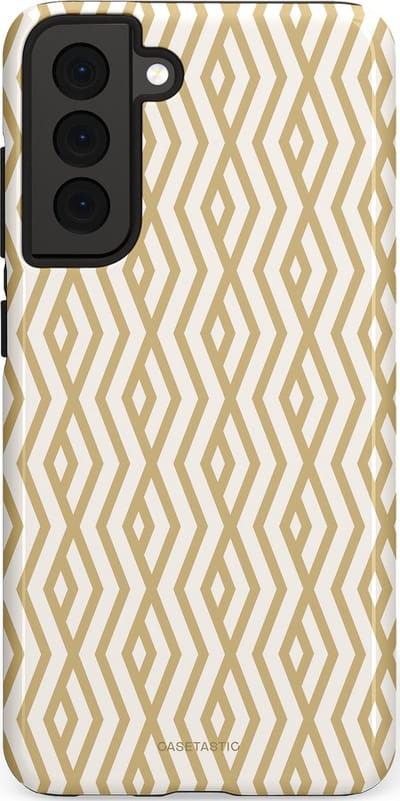 Casetastic Hoesje Geschikt voor Samsung S21 FE - Stijlvolle Beschermende Duo-layer Case - Art Deco Goud