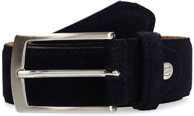 Manfield - Heren - Donkerblauwe suède riem - Maat 095