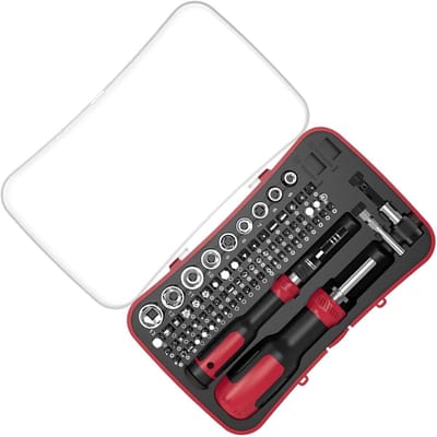 Ratelschroevendraaier Set - Reparatietool - Huishoudelijke Klussen - 77-in-1 Precisie - 22x15x45 cm - Grijs