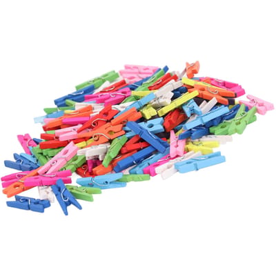 100 Stuks Houten Knijpers Mini Formaat Heldere Kleuren Sterke Katoenhout Gekleurde Knijpers voor blue