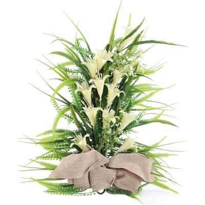Kunstmatige Druppelvormige Lelie Krans Pasen Simulatie Decoratieve Bloemen Zwag voor Voordeur Lente beige