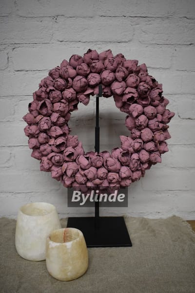 Couronne - Krans Ø 30 cm Coco fruit Mauve / zacht paarsroze - Krans coco fruit 30cm - Landelijk sober robuust.