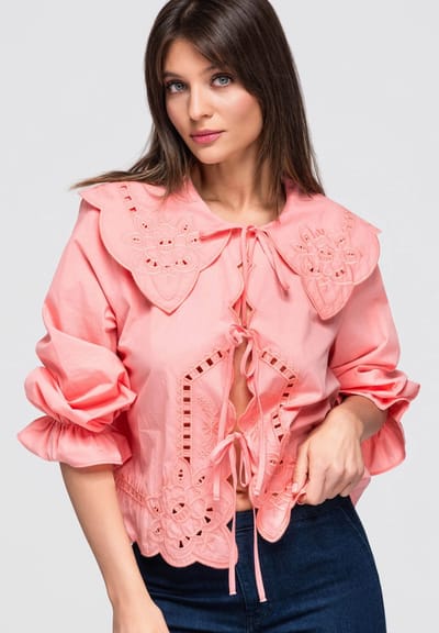 OMBRE Overhemd - Loose Fit - Katoen - Lange Mouw Koraal ONESIZE