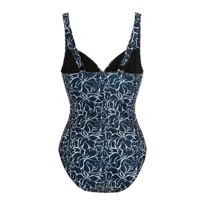Regatta Dames Sakari Buikcontour Bloemen Einteilig Badpak (Marineblauw)