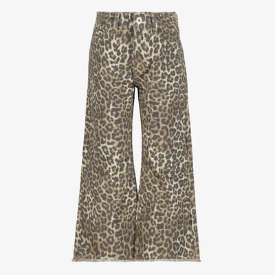 TwoDay meisjes wide leg jeans met luipaardprint bruin - Maat 92