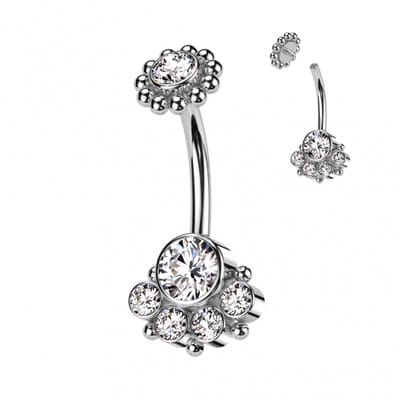 Navelpiercing PVD beaded balls rondom - zilver - LMPiercings