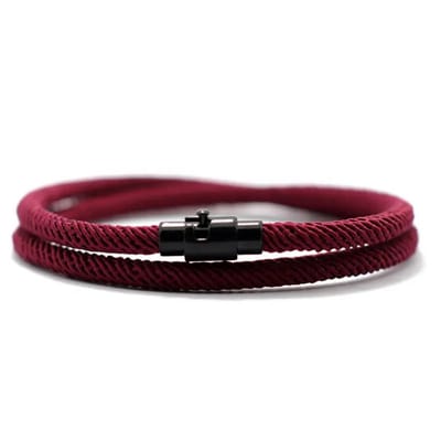 Livano Armband - Staal - Nep Zilver - Heren - Bordeauxrood 19cm