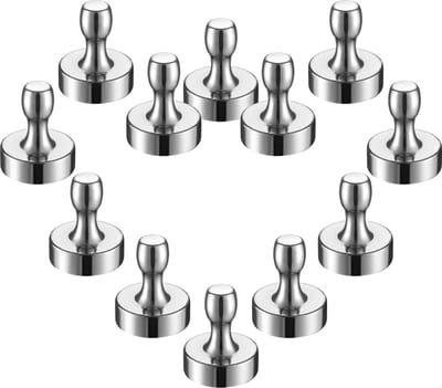 PolkaHome Kegel magneet Extra Sterk, Groot Metalen Neodymium magneten Push Pinnen voor Keuken Koelkast, Kantoor Whiteboard, Prikbord 15x18mm 12Pack