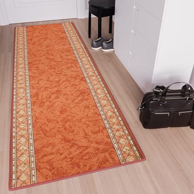 Tapiso Tapijtloper Antislip – Klassiek Perzisch Oosters Terracotta – Gangloper Rubber Onderkant Maat- 80x100