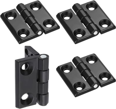 4-delige set platte vouwscharnieren, zwarte aluminiumlegering buitenscharnieren met kogellagers, roestvrijstalen scharnieren, zware deurscharnieren