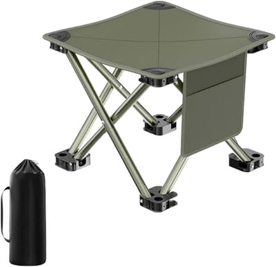 Kampeer kruk - Opvouwbaar voetenbankje - Buitenactiviteiten - Lichtgewicht en compact - 33x33x33 cm - Groen