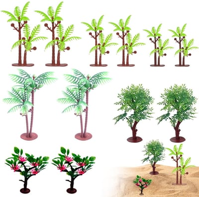 Dailygoods- Kokospalm Miniatuurplanten - 12 Stuks - Kunstplanten - Modelbomen - Landschapsdecoratie - Cake Decoraties - Geschikt voor Modelbouw