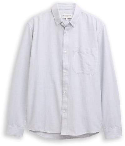 Tom Tailor Denim - Overhemd van katoen met relaxte pasvorm - Maat XL - white small stripe