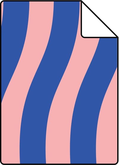 Proefstaal ESTAhome behang golvende strepen blauw en roze - 26.5 x 21 cm - 131608-S