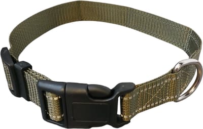 Rieba® Halsband Hond - Hondenhalsband - Reflecterend - Zeer Sterk - Verstelbaar - Geschikt voor elke Hondenriem - Honden - Olijfgroen - Maat L