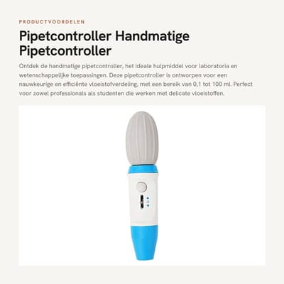 Dailygoods - Pipetcontroller - Handmatige Pipetcontroller - Nauwkeurige vloeistofverdeling - 0,1-100 ml - Laboratoriumaccessoire - Geschikt voor labor...