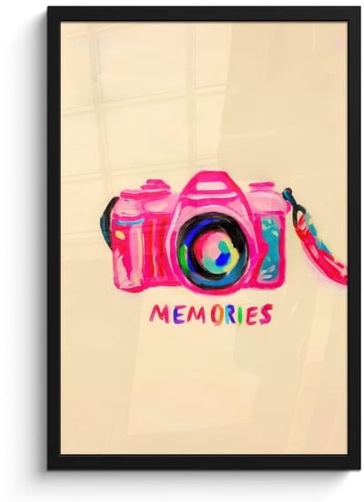 Poster in lijst - Fotolijst 40x60 cm - Posters - Camera - Memories - Roze - Geschilderd - Posterlijst zwart - Decoratie - Wanddecoratie woonkamer - Muurdecoratie slaapkamer